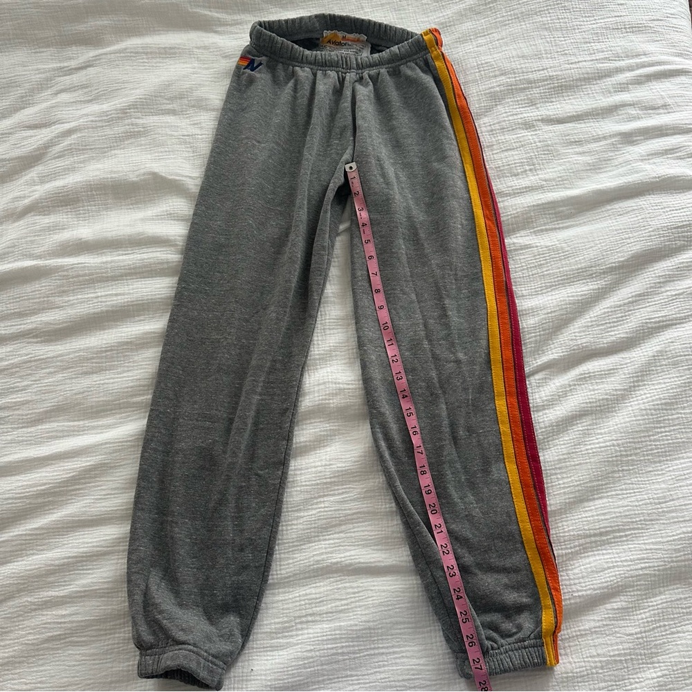 AVIATOR NATION Heather Grey 5 Stripe  Sweatpants Size Medium - Picture 6 of 8